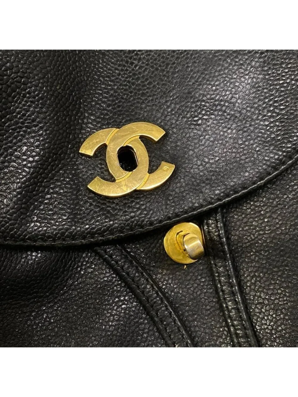 Chanel Backpack Triple Coco Black Chain Shoulder Gold CC Logo